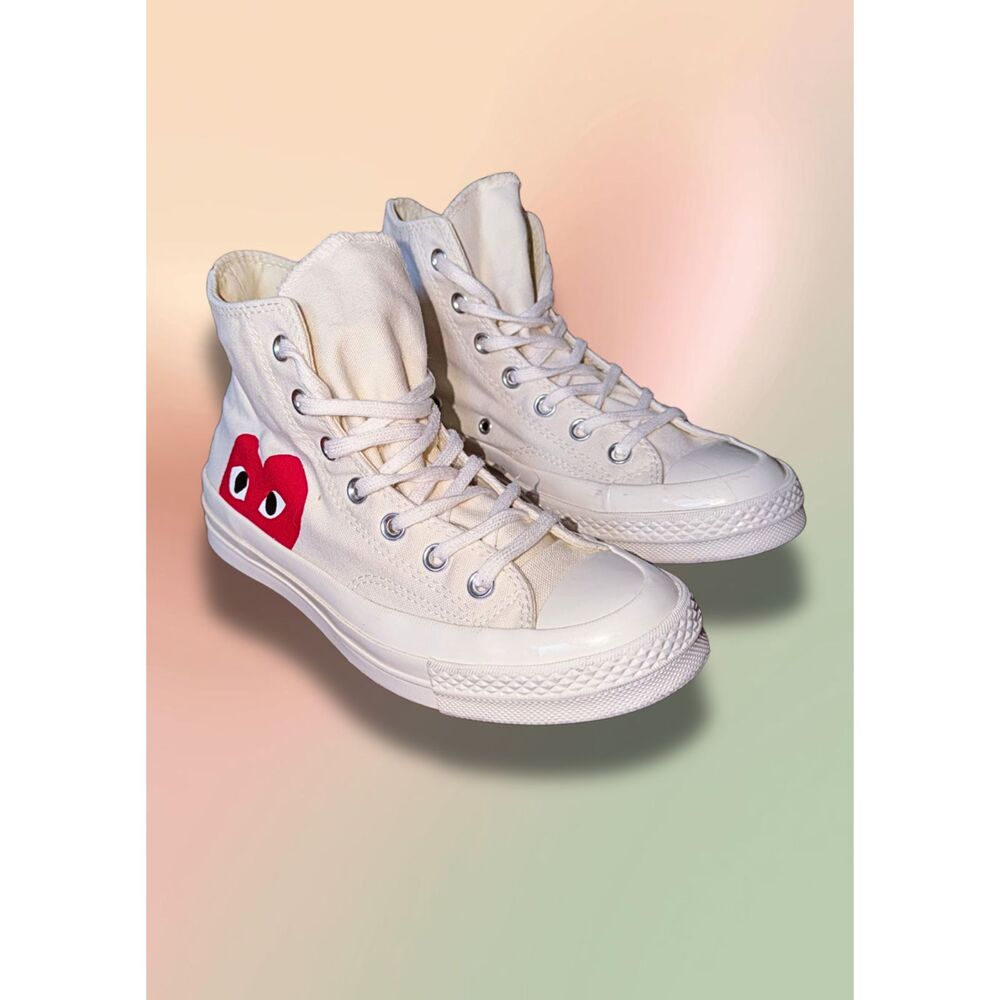 Converse x COMME des GARÇONS PLAY Chuck 70 High Red Heart Sneakers M5.5 W7.5